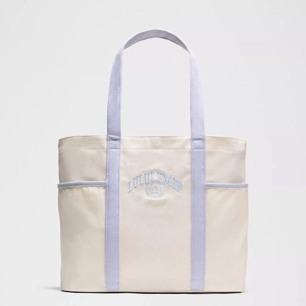 Lululemon Daily Multi-Pocket Canvas Tote Bag 20L Collegiate- Natural/Serene Blue